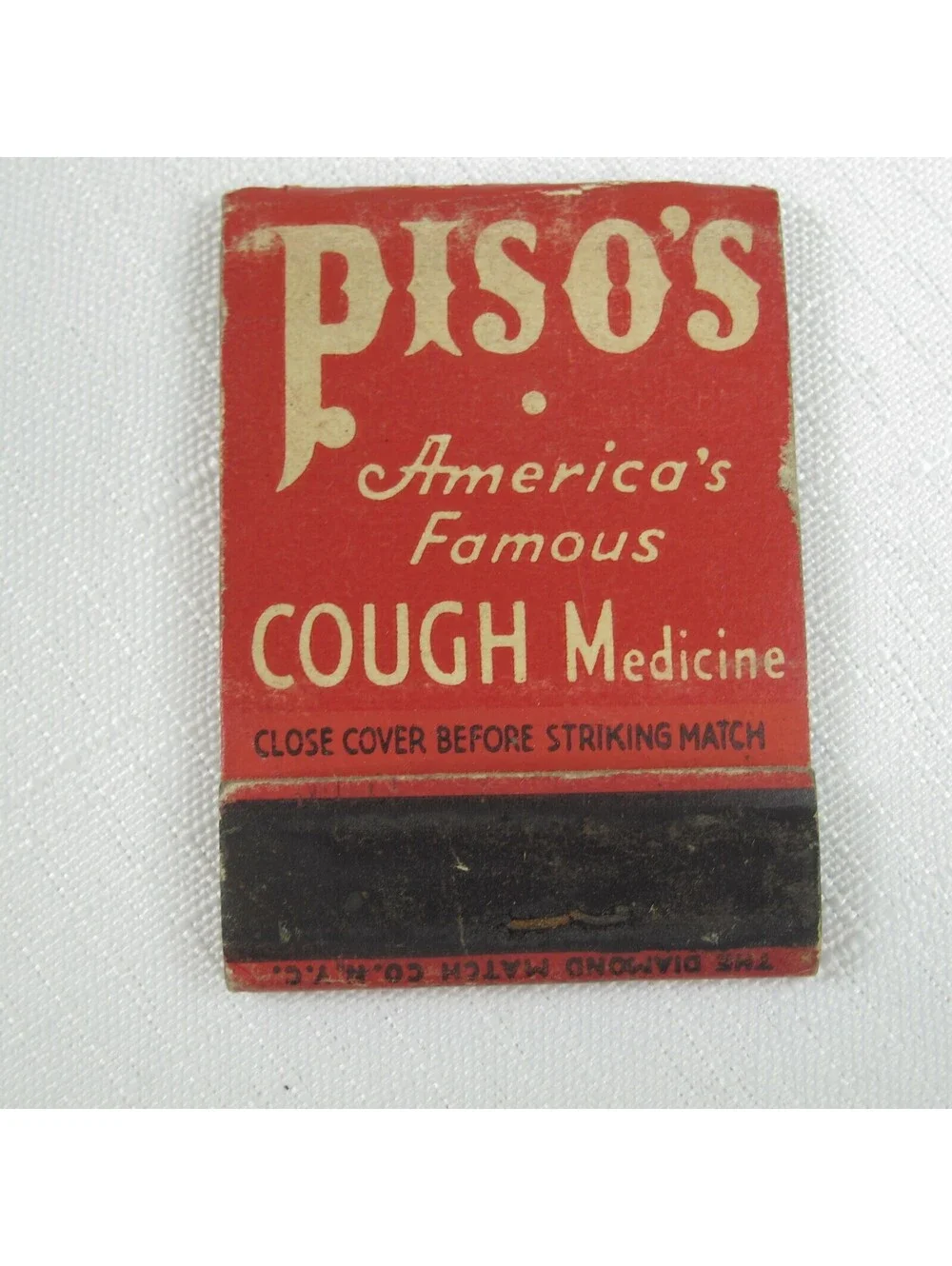 4 Vintage Matchbook Covers F&F Cough, Piso's Cough, Alka-Seltzer, Zymole Trokeys